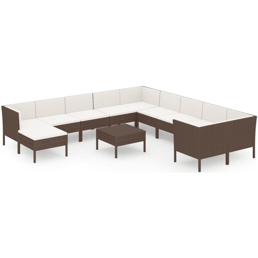 Set Divani Da Giardino 12 Pz Con Cuscini In Polyrattan Marrone - Foto 2