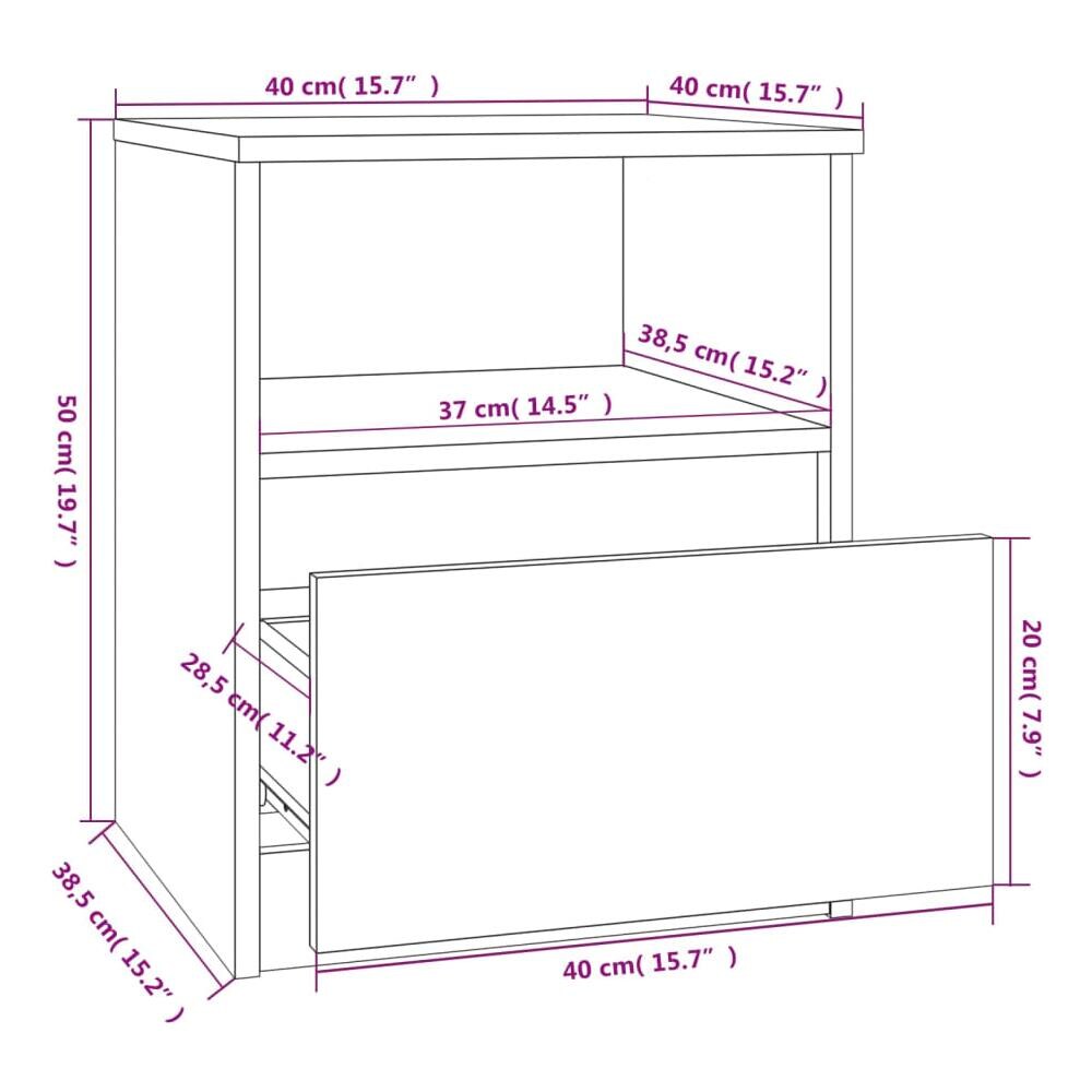 Comodino Grigio Sonoma 40x40x50 Cm In Legno Multistrato - Foto 7