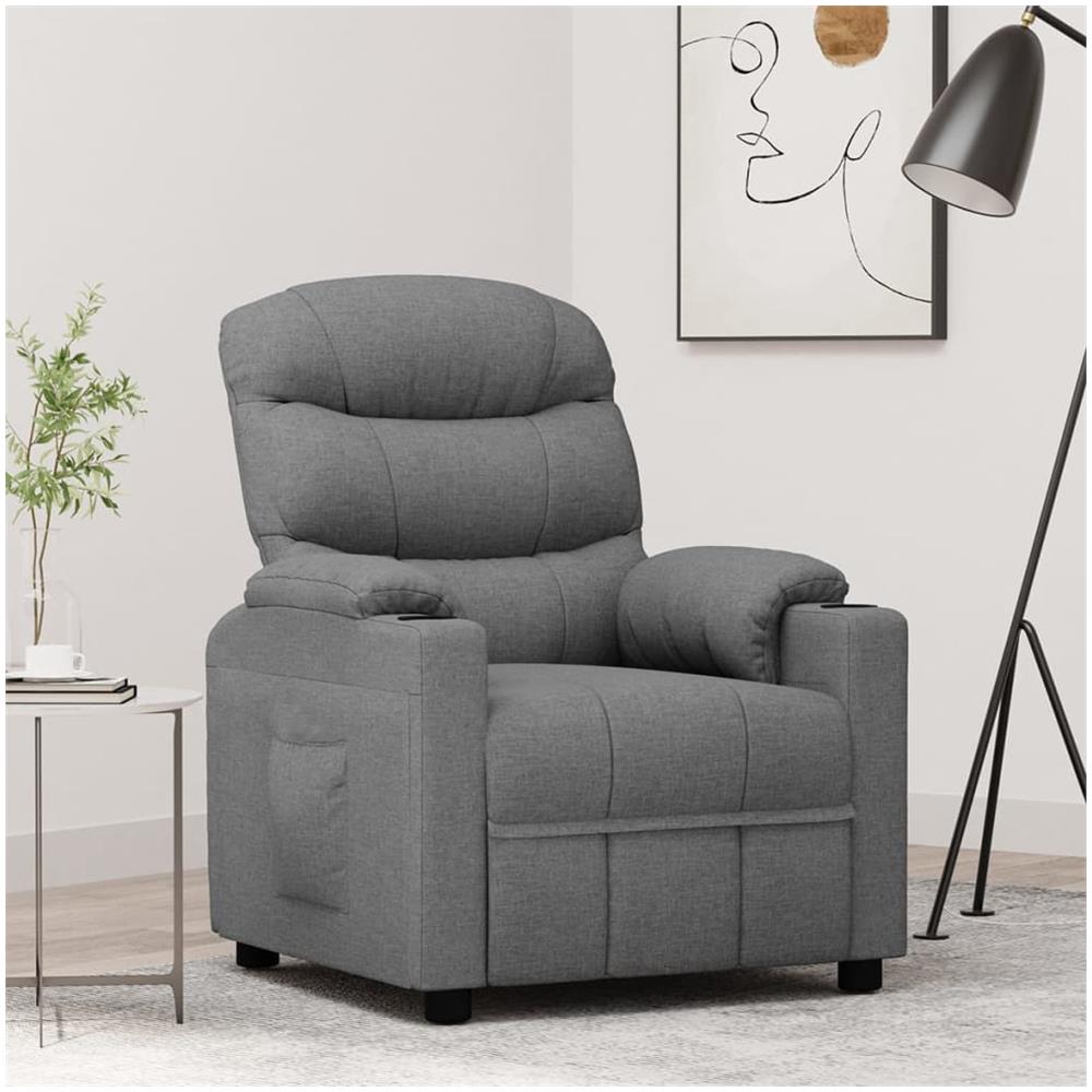Poltrona Reclinabile In Tessuto Grigio Chiaro - Foto 1