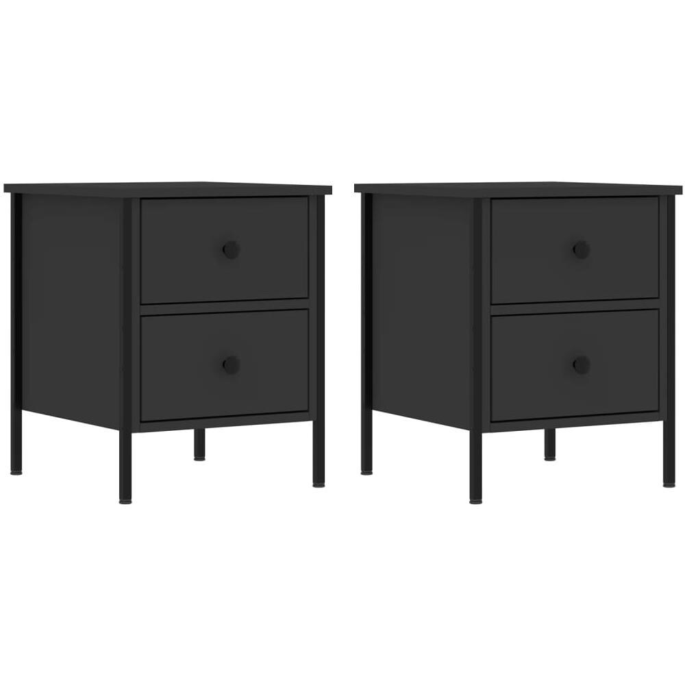 Comodini 2 Pz Neri 40x42x50 Cm In Legno Multistrato - Foto 2