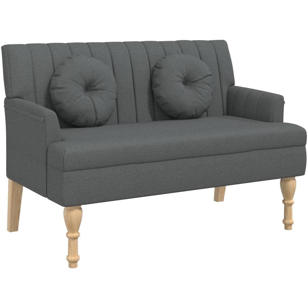 Panca con Cuscini Grigio Scuro 113x64,5x75,5 cm in Tessuto - Foto 2