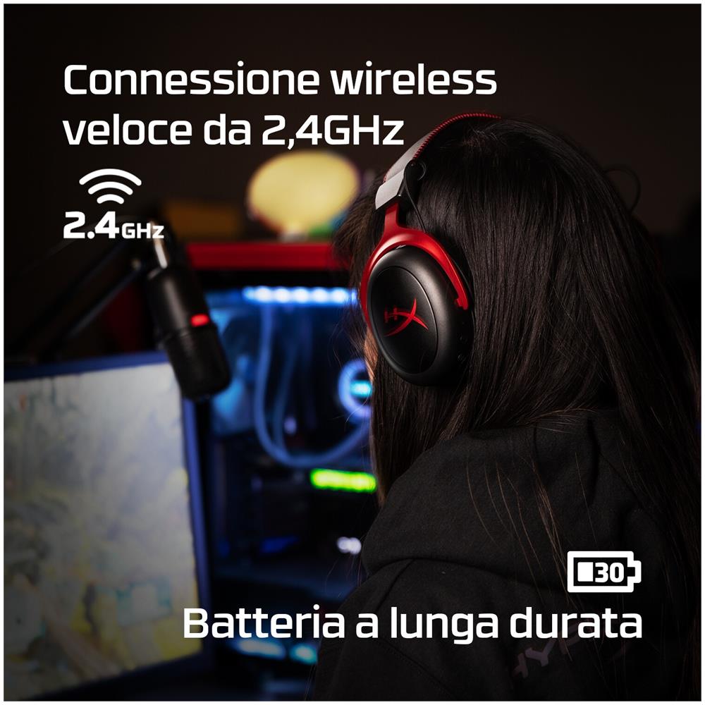 HyperX Cloud II Wireless – Cuffie da gaming (nero-rosso) - Foto 10