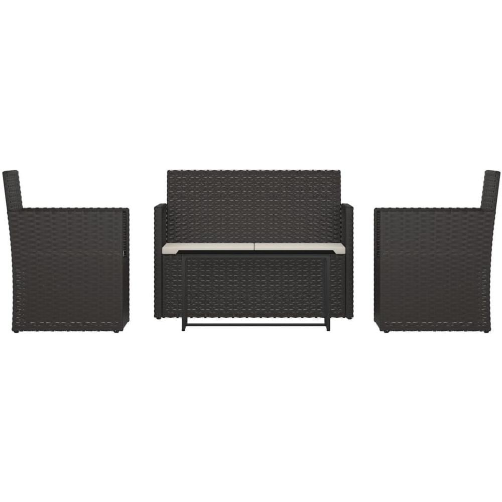 Set Salotto da Esterno 4 pz con Cuscini in Polyrattan Nero - Foto 1