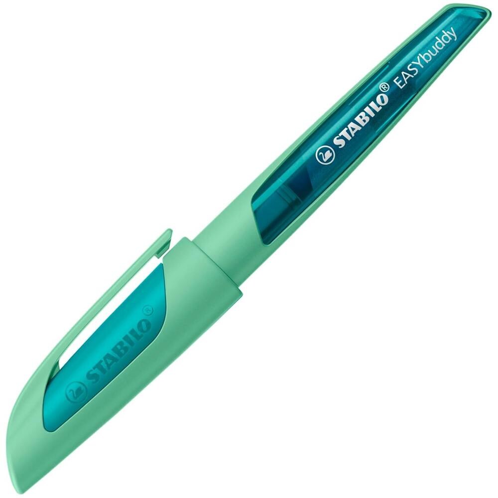 EASYbuddy - Penna Stilografica Ergonomica per Bambini - Verde Menta - Punta Standard - Cartuccia Blu inclusa - Foto 2