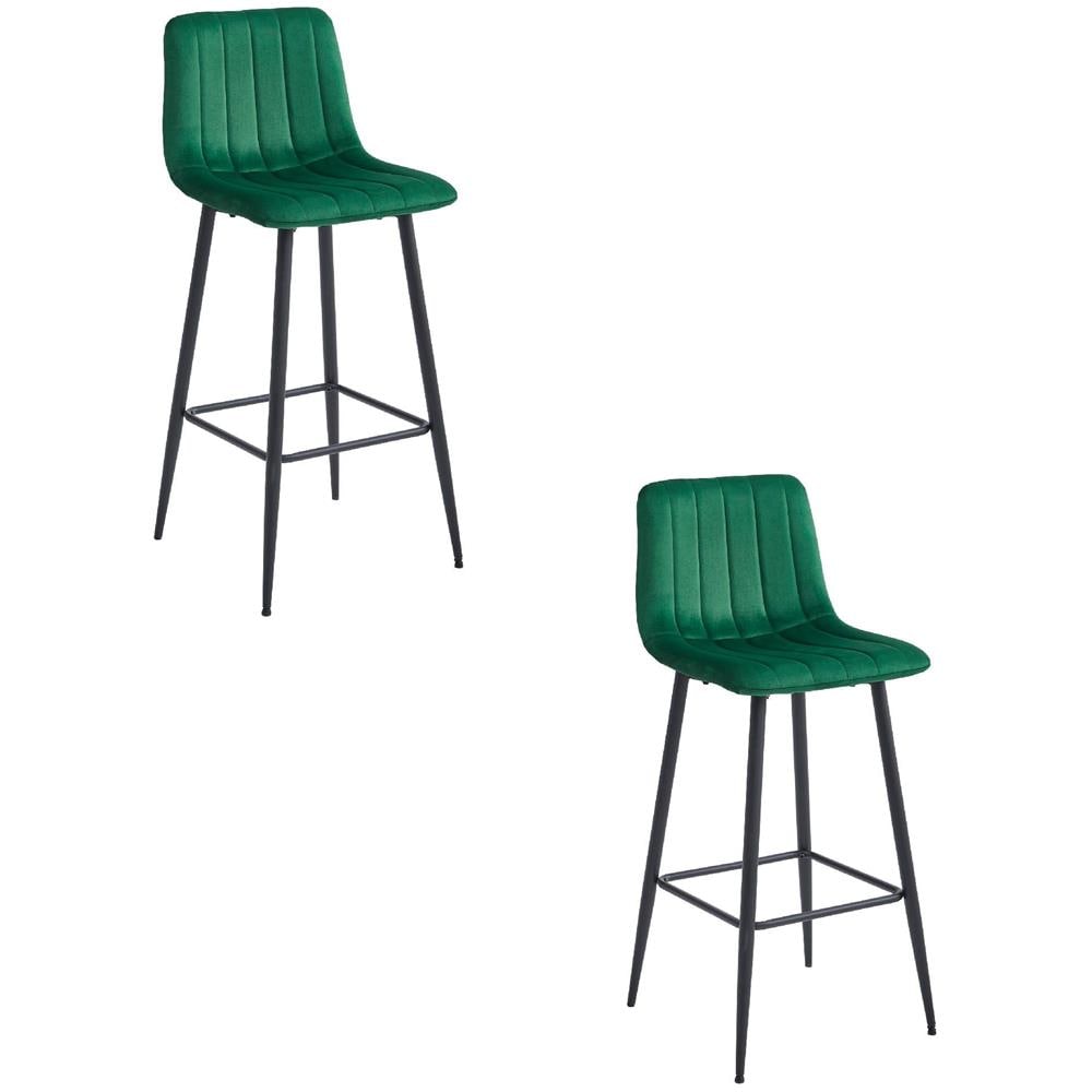Sgabello Valora POZZA in velluto verde scuro con gambe nere per cucina x2 - Foto 1