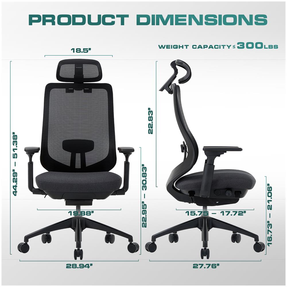 Sedia Ufficio Ergonomica con Poggiatesta e Braccioli 4D Nero - Foto 2
