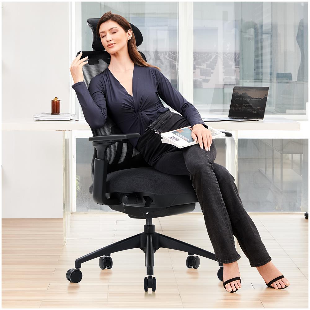 Sedia Ufficio Ergonomica con Poggiatesta e Braccioli 4D Nero - Foto 8