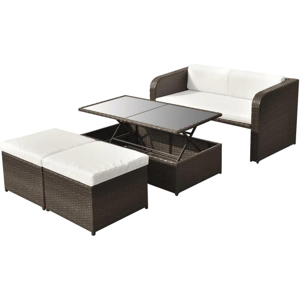 9 Pz Set Mobili Da Esterni Marrone Polirattan - Foto 1