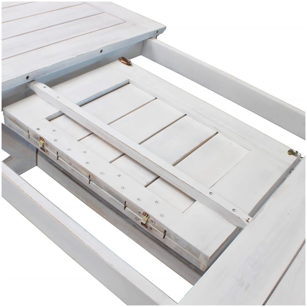 Set Tavolo Giardino Allungabile Rettangolare 150/200 X 90 Con 6 Sedie In Legno Di Acacia Bianco Per Esterno - Foto 2