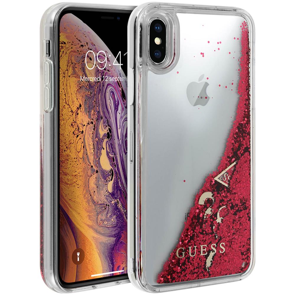 Cover Iphone X / Xs Protezione Rigida Paillettes Liquide - Rosso - Foto 2