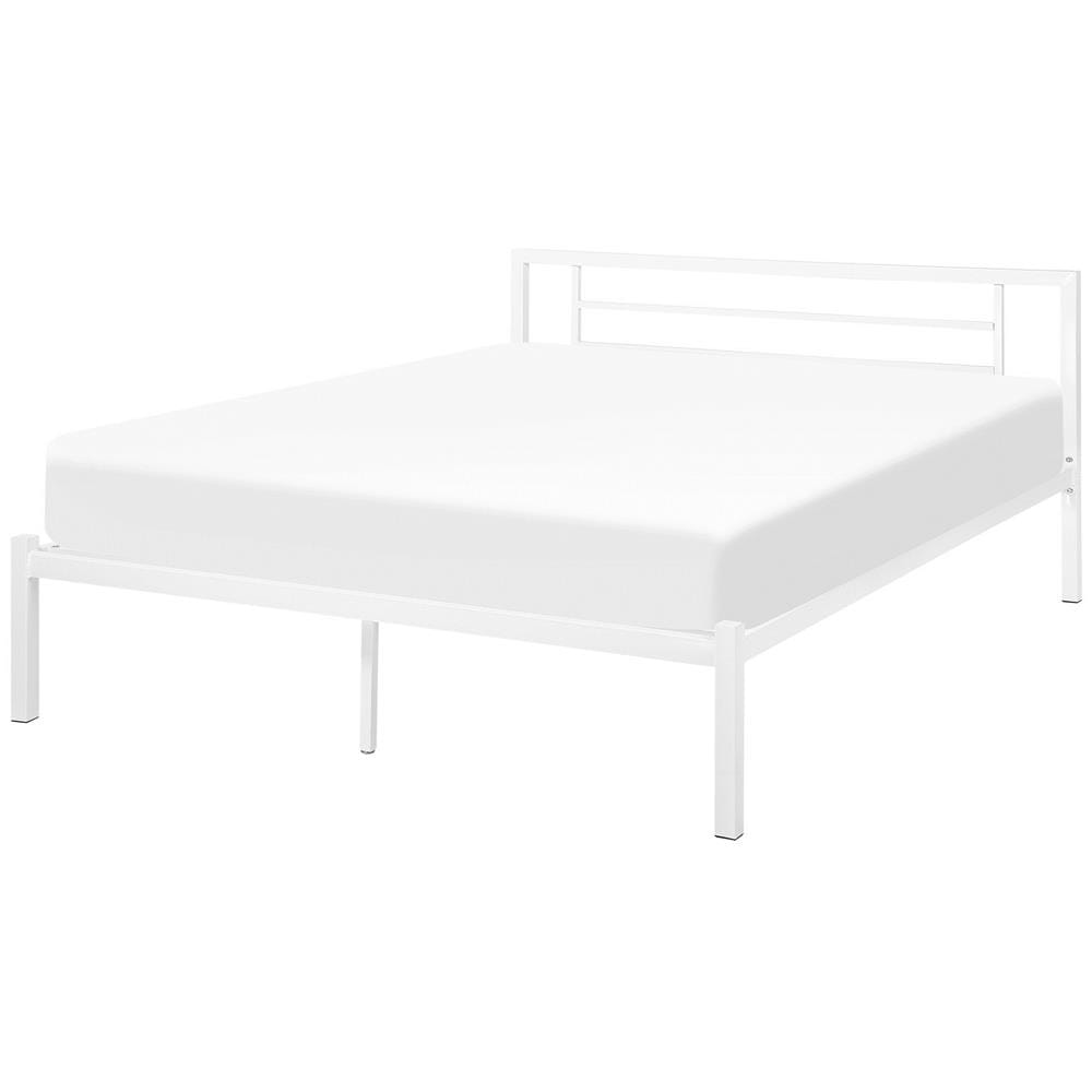 Letto In Metallo Bianco Con Rete A Doghe 160 X 200 Cm Cusset - Foto 1
