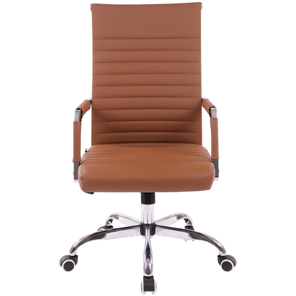 Sedia Elegante da Ufficio Amadora in Similpelle I Poltrona Studio Ergonomica con Rotelle I Sedia Pc con Braccioli Regolabile E Girevole Marrone - Foto 2