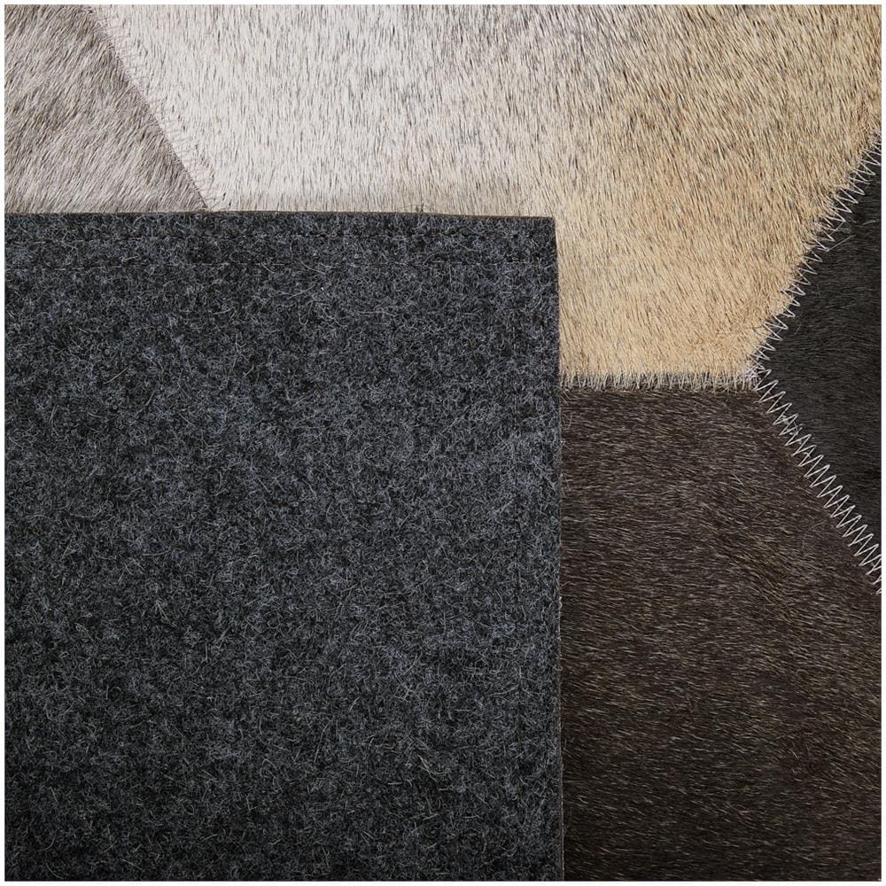 Tappeto Rettangolare In Pelle Grigio Bianco 160x230cm Sason - Foto 2