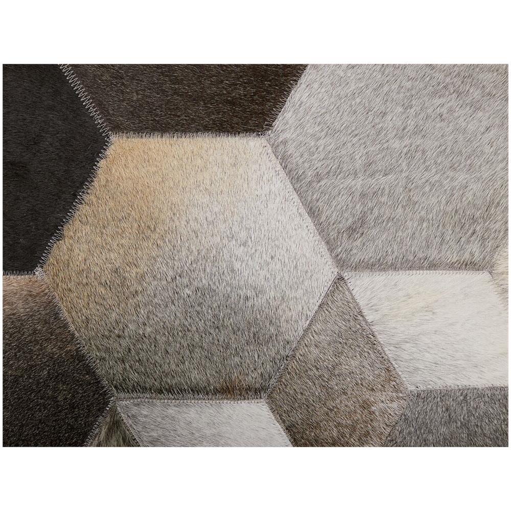 Tappeto Rettangolare In Pelle Grigio Bianco 160x230cm Sason - Foto 8