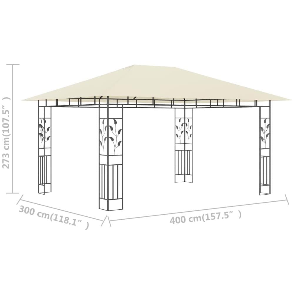 Gazebo Con Zanzariera 4x3x2,73 M Crema 180 G / m² - Foto 10