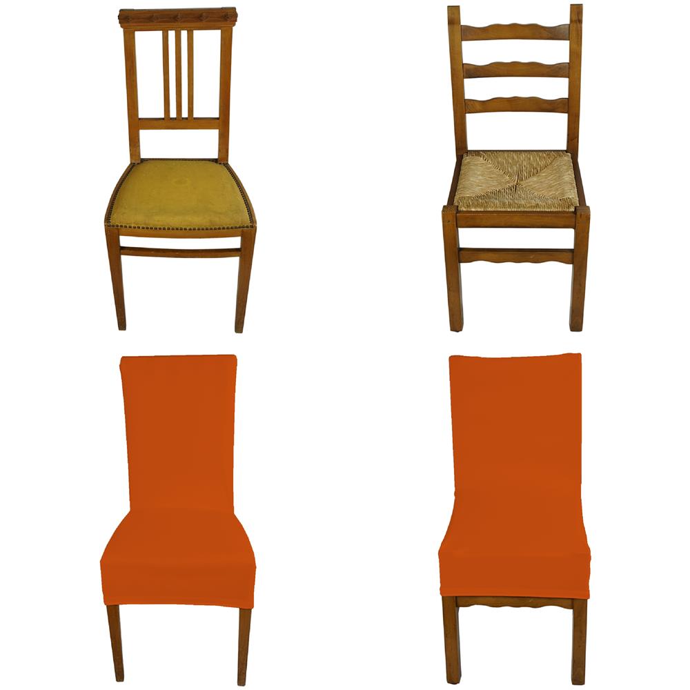 Set 4 vestisedia universale con schienale quadrato Subito Fatto per sedie da ufficio, cucina, sala da pranzo, camera, hotel o ristorante in tessuto super elasticizzato made in Italy Mattone - Foto 1