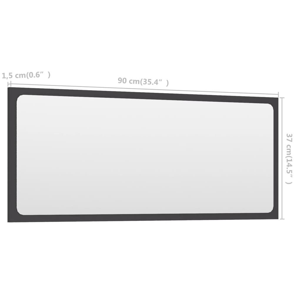 Specchio da Bagno Grigio 90x1,5x37 cm in Legno Multistrato - Foto 5