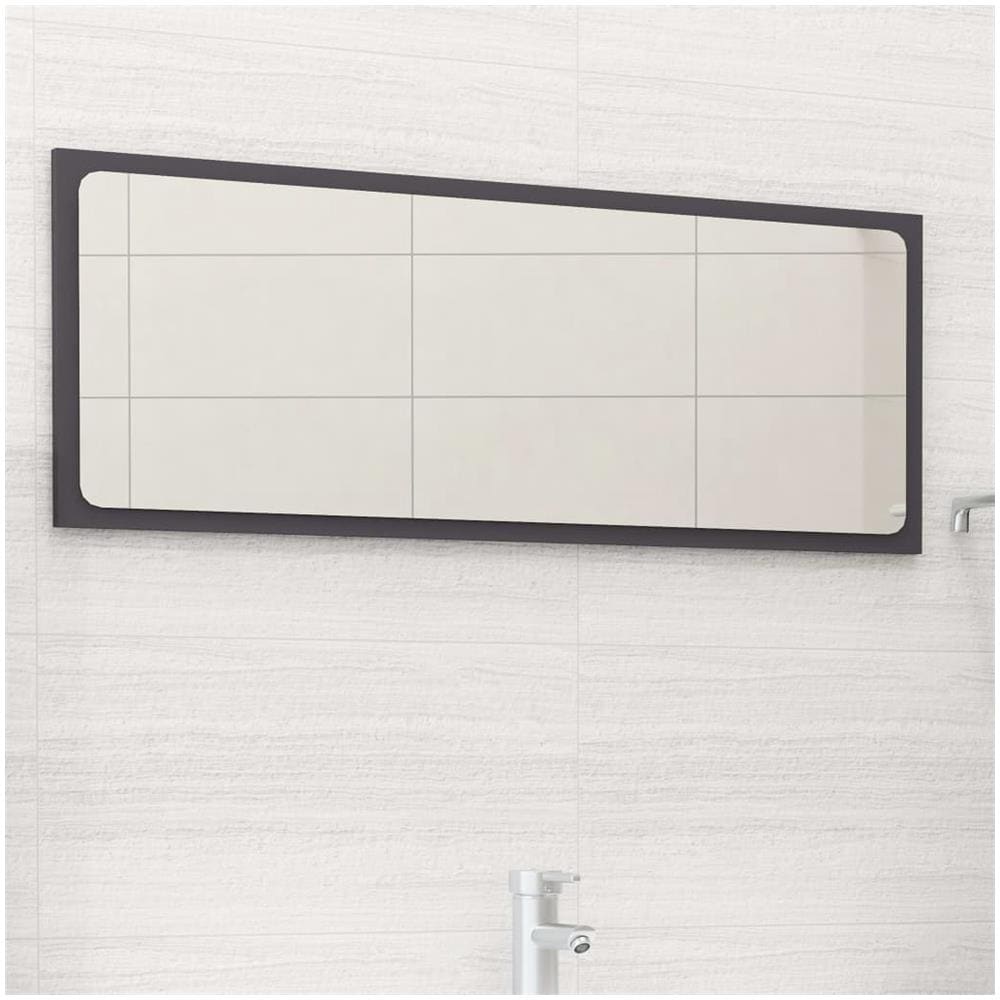 Specchio da Bagno Grigio 90x1,5x37 cm in Legno Multistrato - Foto 1