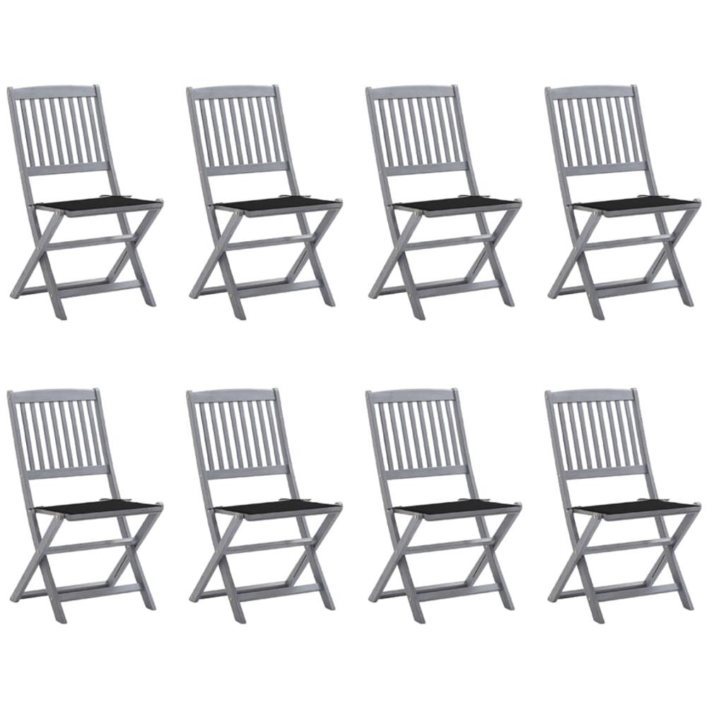 Sedie da Giardino Pieghevoli 8 pz con Cuscini Massello Acacia - Foto 1