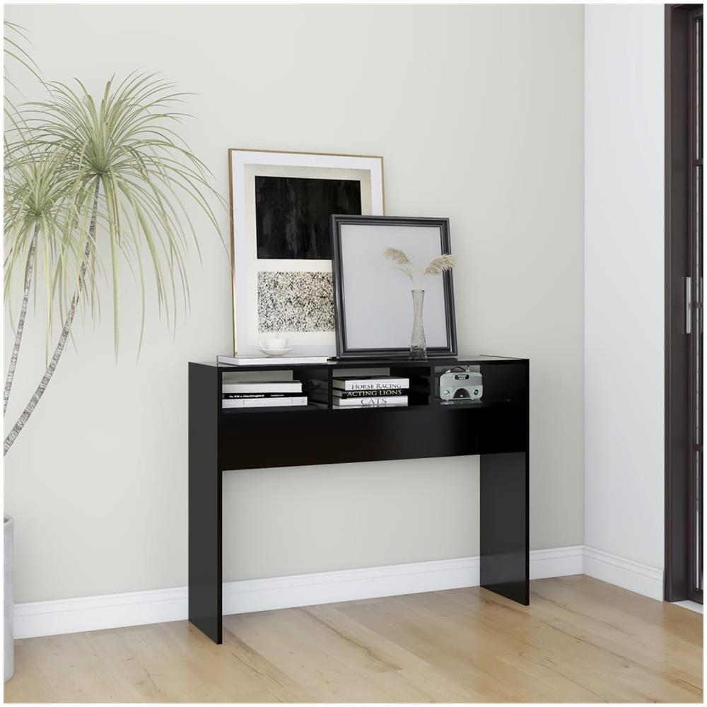 Tavolino Consolle Nero 105x30x80 cm in Legno Multistrato - Foto 1