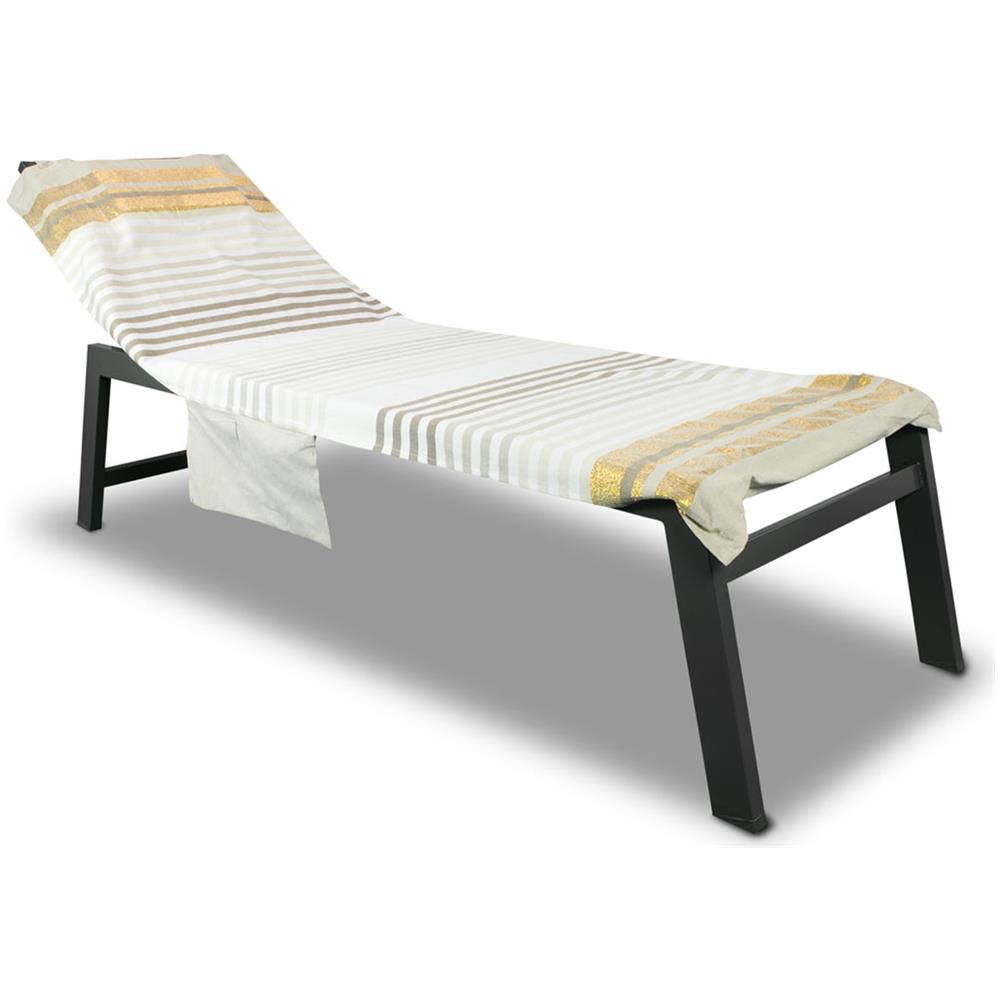 Telo Mare Lettino Spiaggia Piscina Con Cuscino E Tasche Modello Gold Telo Mare Sabbia - Foto 1