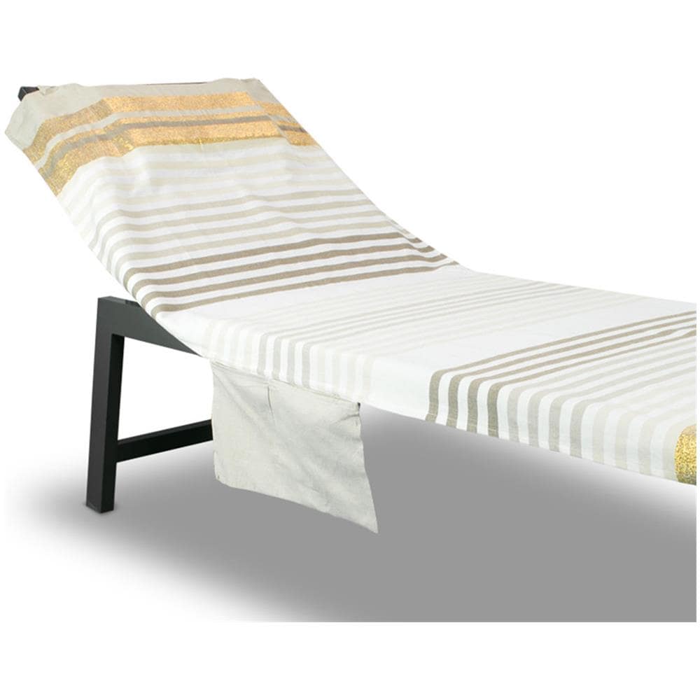 Telo Mare Lettino Spiaggia Piscina Con Cuscino E Tasche Modello Gold Telo Mare Sabbia - Foto 4