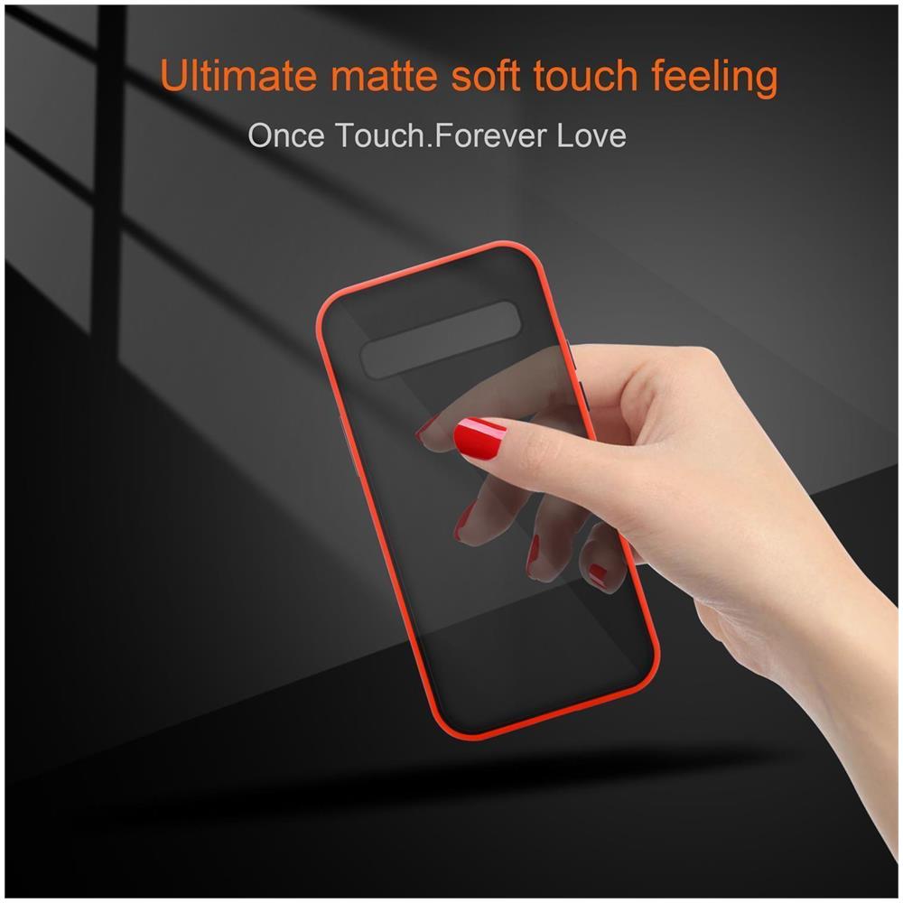 Custodia Compatibile Con Samsung Galaxy S10 In Rosso Opaco - Bottoni Neri - Coperchio Protettivo Ibrido Con Interno In Silicone Tpu E Retro In Plastica Opaca - Foto 8