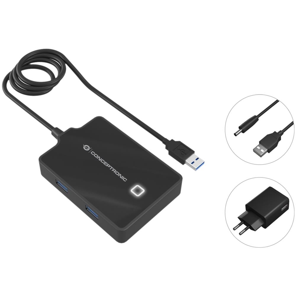 HUBBIES11BP replicatore di porte e docking station per laptop USB 3.2 Gen 1 (3.1 Gen 1) Type-A Nero - Foto 1