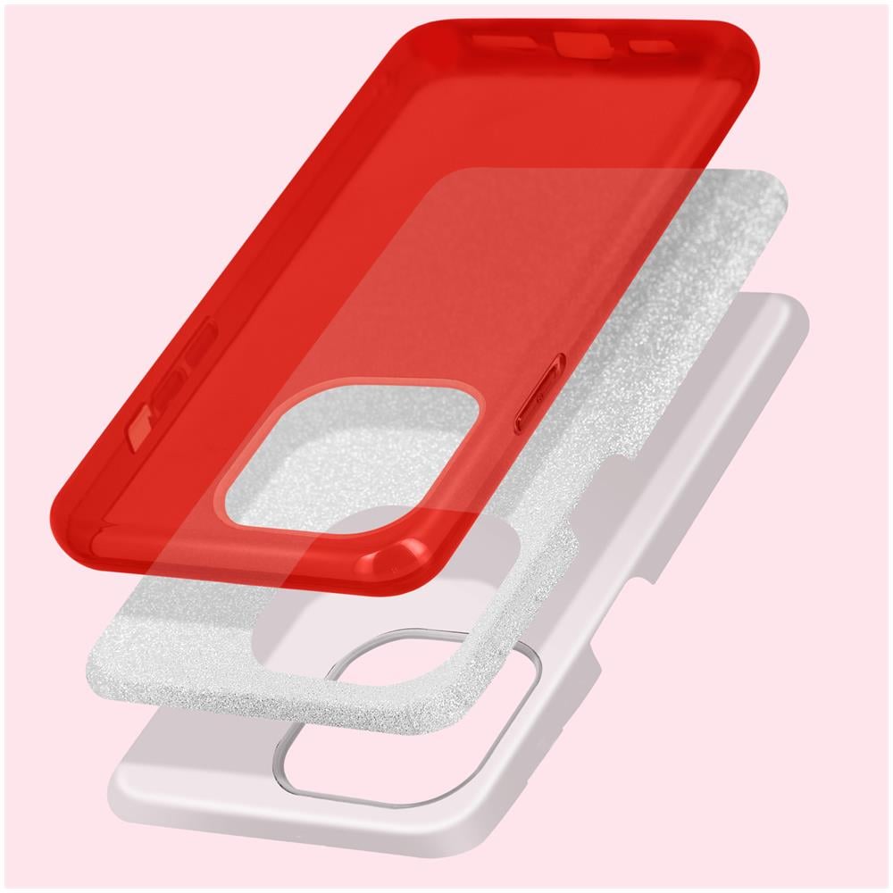 Cover Iphone 14 Plus Semi-rigida Con Paillette Amovibili Rossa - Foto 5