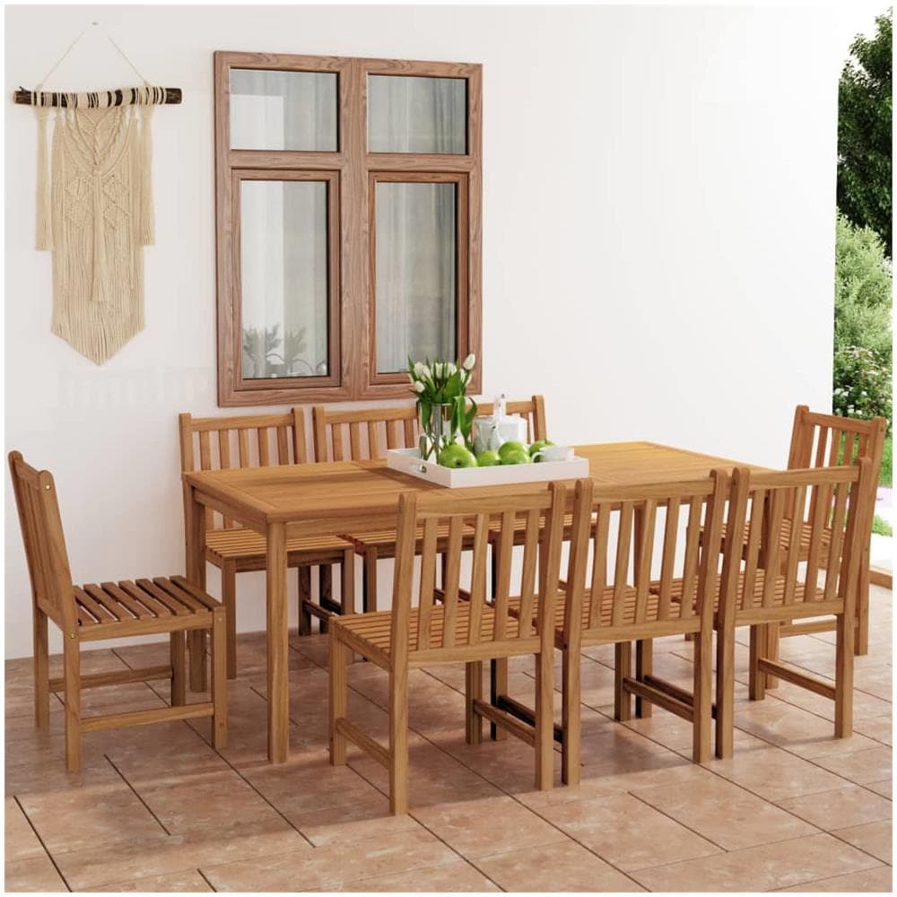 Set Da Pranzo Per Esterni 9 Pz In Legno Massello Di Teak - Foto 1