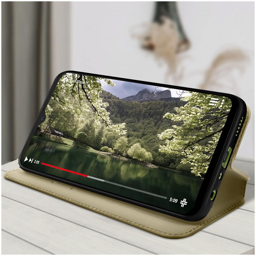 Custodia Per Samsung Galaxy A14 5g E 4g Portafoglio Funzione Supporto Video Oro - Foto 5