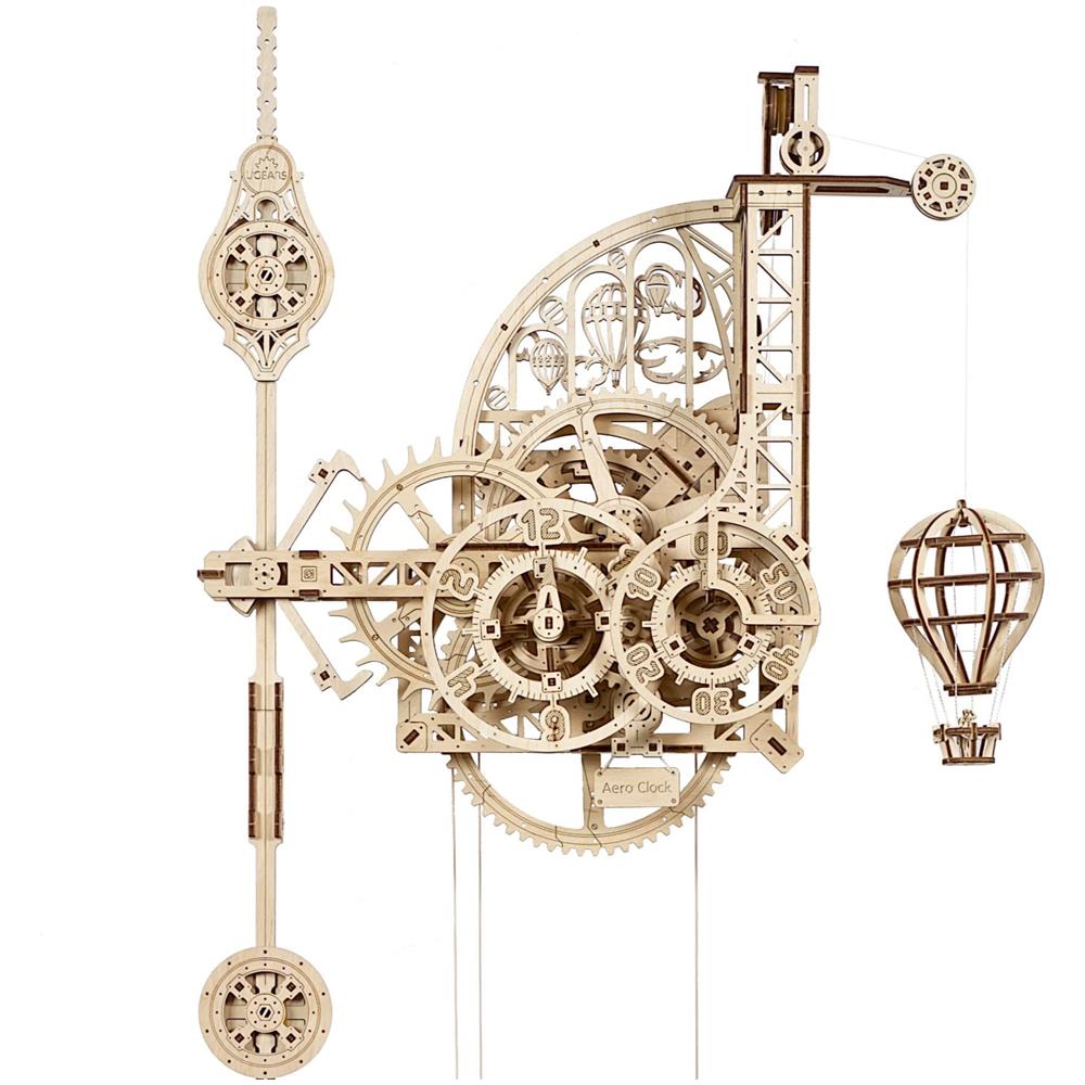 Orologio Aero Orologio Puzzle 3d In Legno Per Adulti E Bambini - Orologio Puzzle 3d Tagliato Al Laser Da Costruire - Elegante Kit Orologio Meccanico Puzzle In Legno Fai-da-te - Orologio Da Parete Con Pendolo Kit Modello In Legno - Foto 1