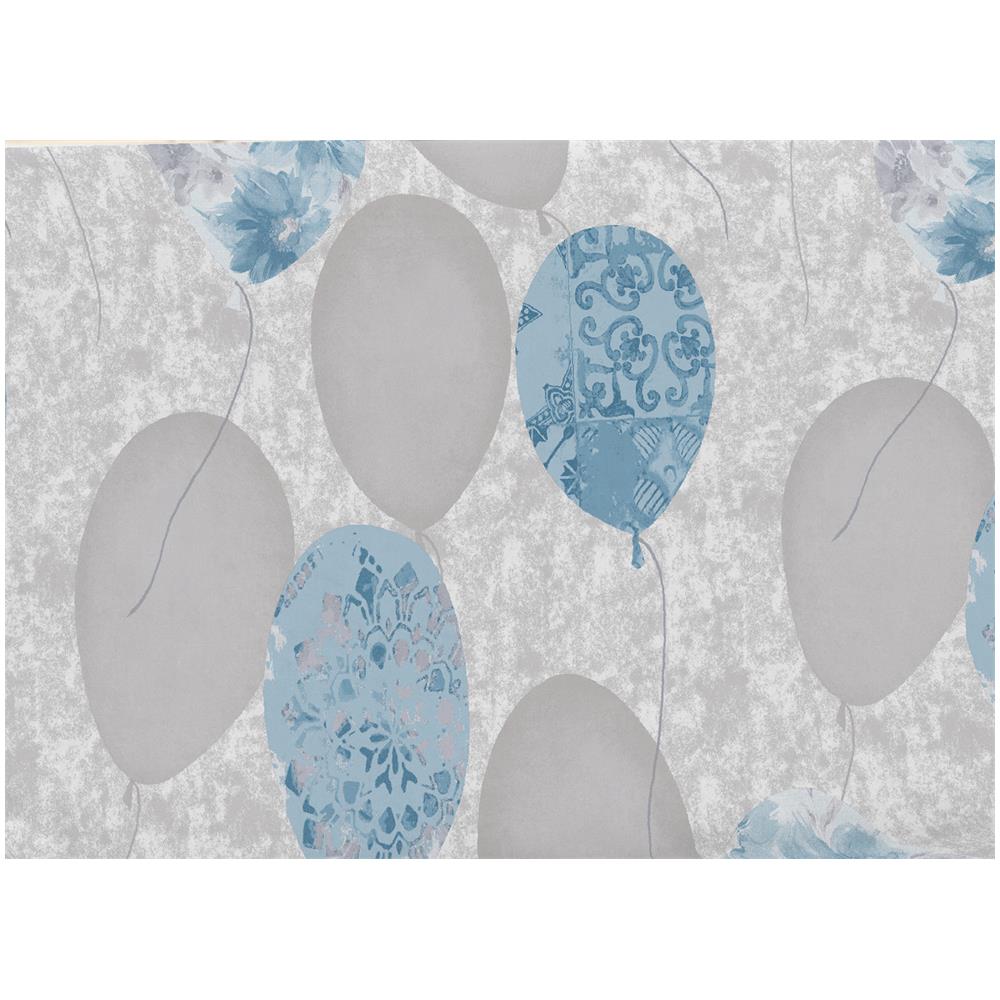 Completo Lenzuola Letto Pensieri Delicati 100% Cotone Dis. Palloncini Matrimoniale Azzurro - Foto 5