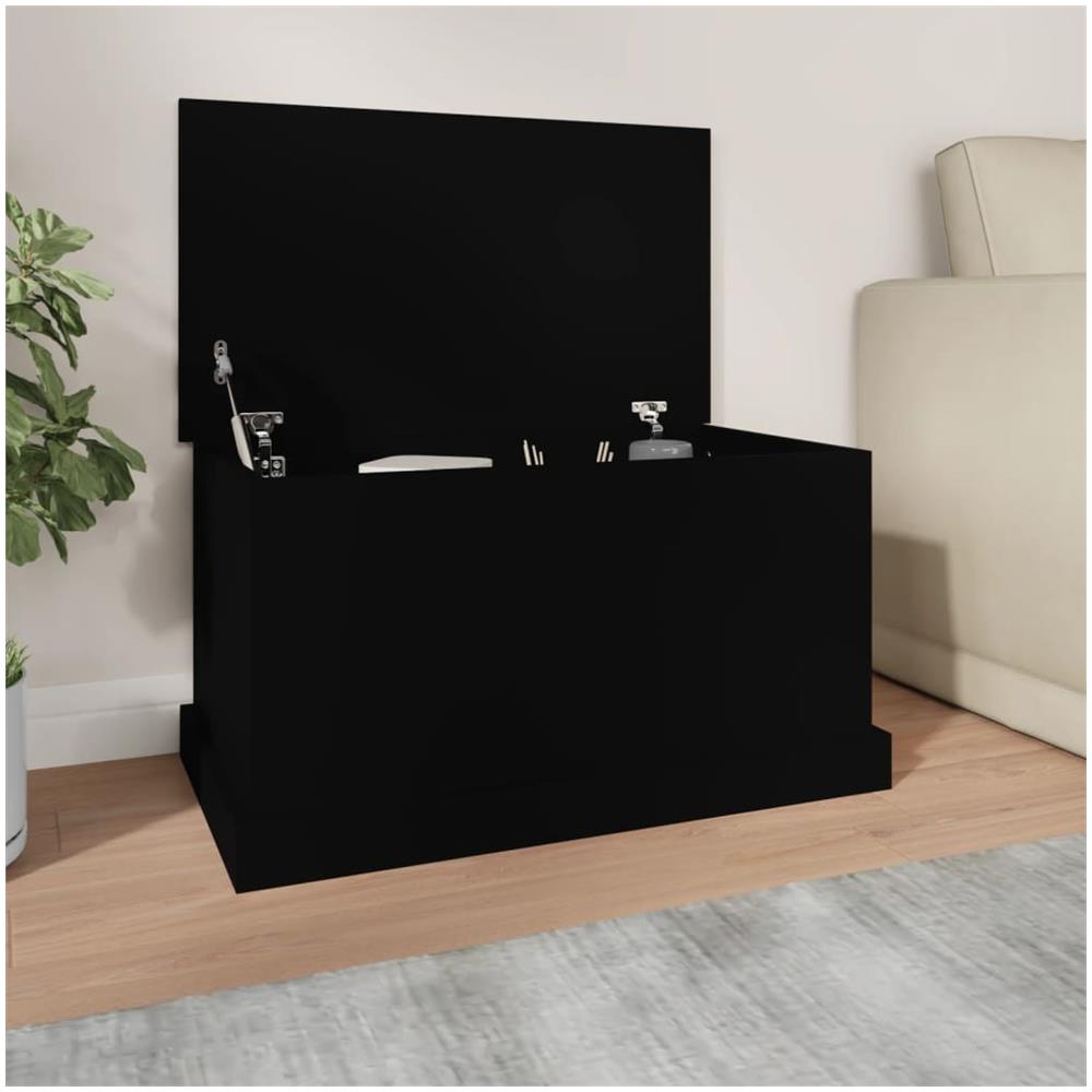Contenitore Portaoggetti Nero 70x40x38 cm Legno Multistrato - Foto 1
