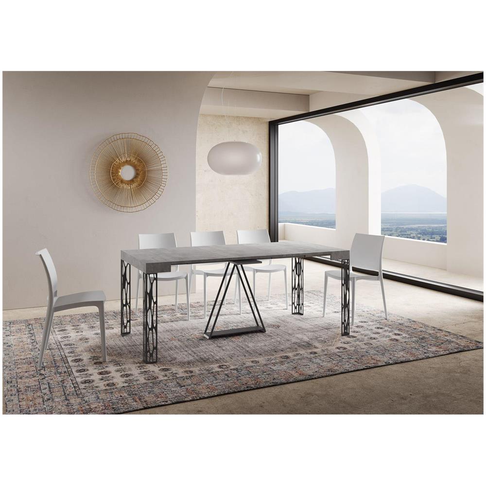 Consolle allungabile 90x40/196 cm Kerpa Small cemento telaio antracite - Foto 3