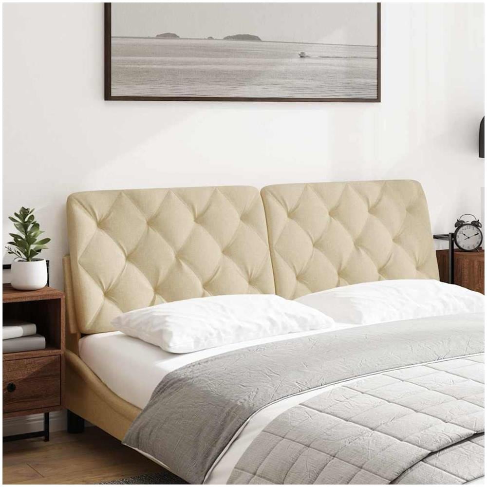 Cuscino Testiera Crema 160 cm in Tessuto - Foto 2