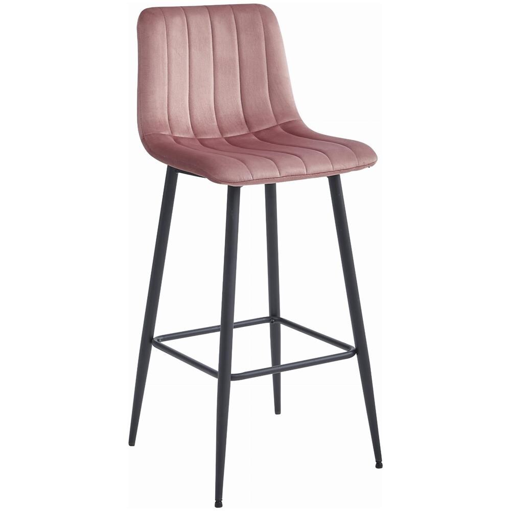 Sgabello POZZA in velluto rosa scuro con gambe nere per cucina x2 - Foto 2