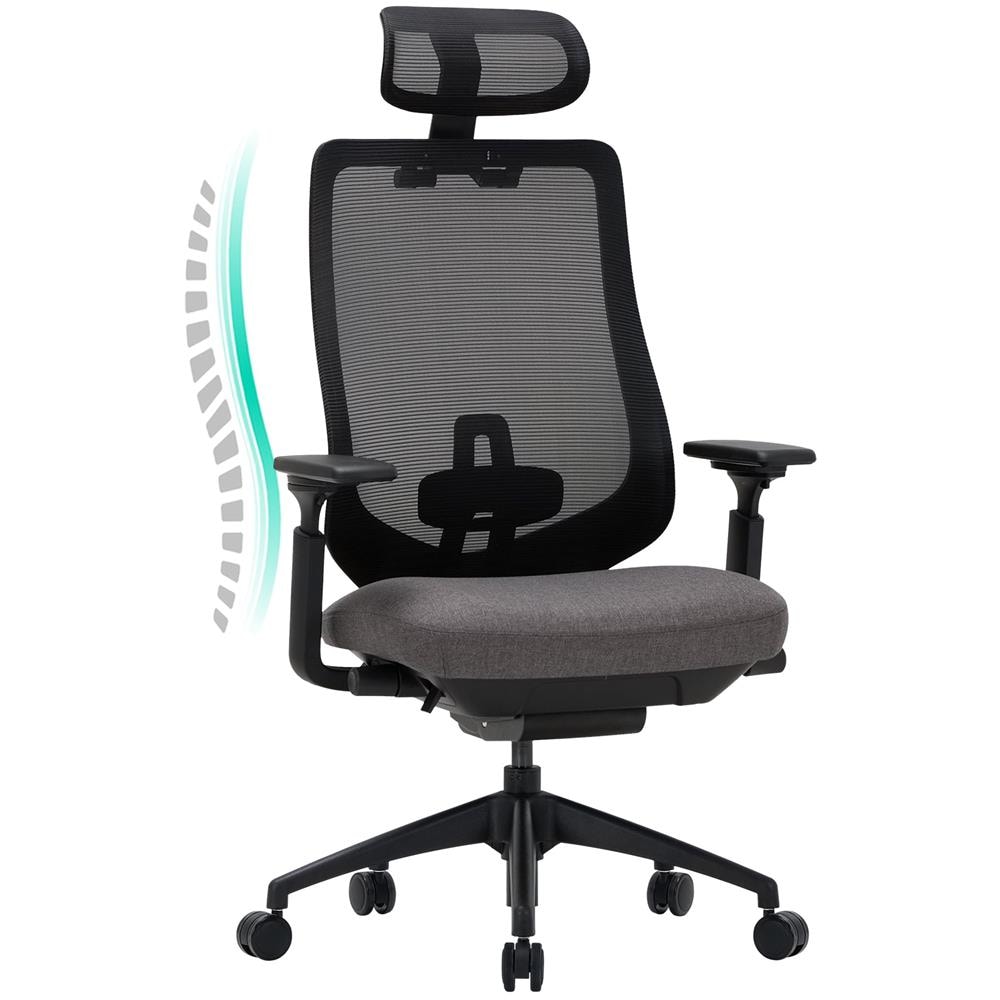 Sedia Ufficio Ergonomica con Poggiatesta e Braccioli 4D Grigio Scuro - Foto 1