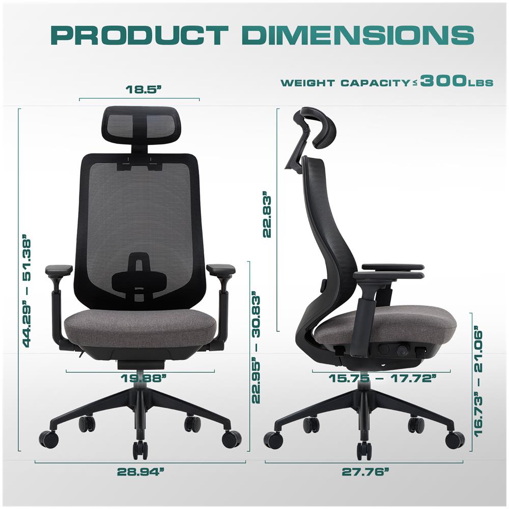 Sedia Ufficio Ergonomica con Poggiatesta e Braccioli 4D Grigio Scuro - Foto 2