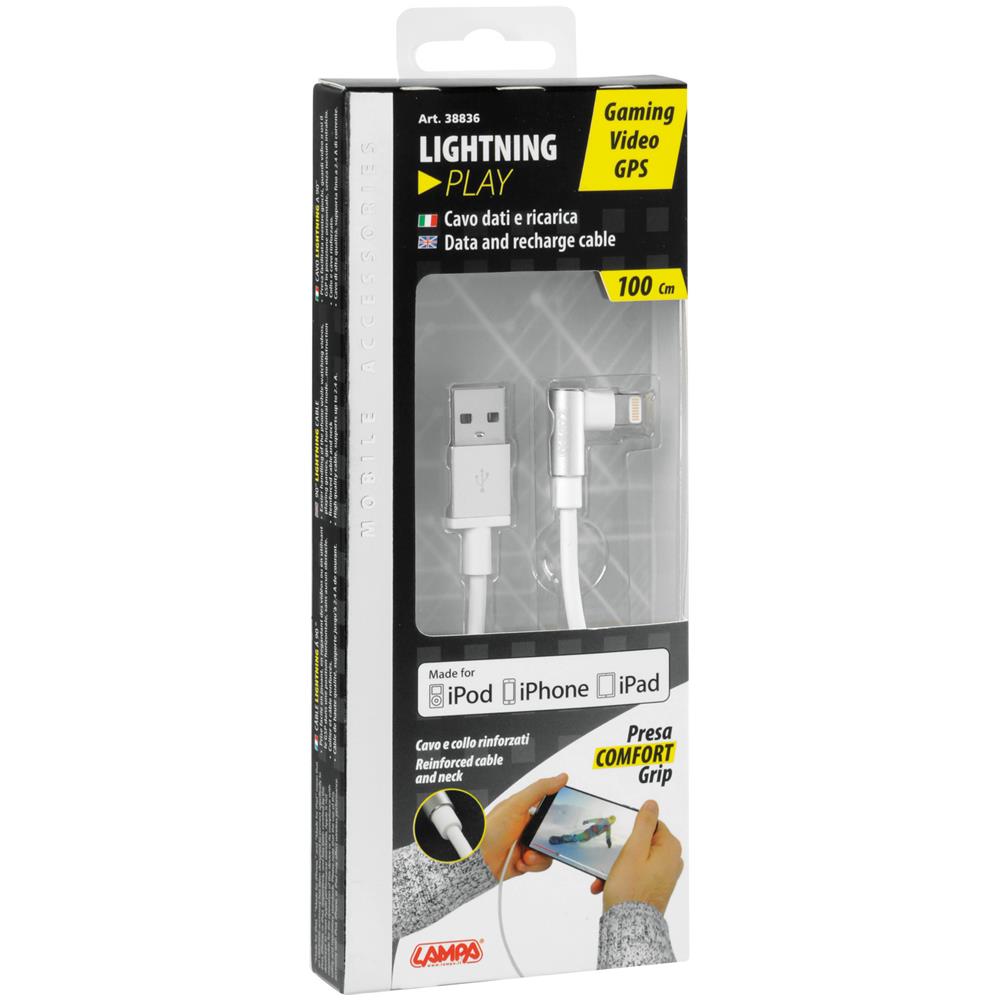 Cavo 90 Usb Lightning - 100 Cm - Bianco - Foto 2
