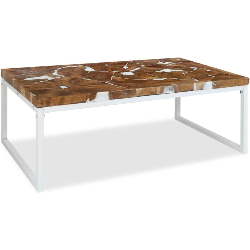 Tavolino Da Caffè In Legno Di Teak E Resina 110x60x40 Cm - Foto 2