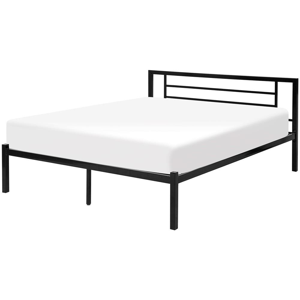Letto In Metallo Nero Con Rete A Doghe 160 X 200 Cm Cusset - Foto 1