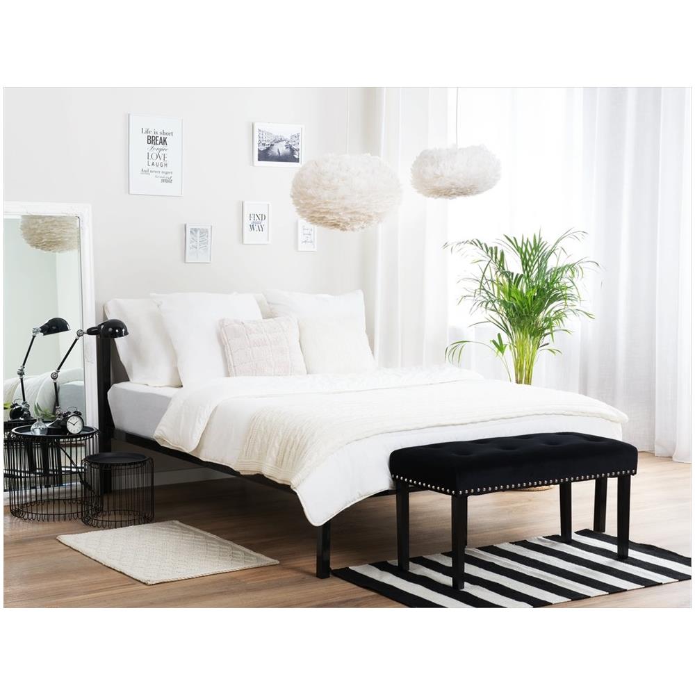 Letto In Metallo Nero Con Rete A Doghe 160 X 200 Cm Cusset - Foto 2