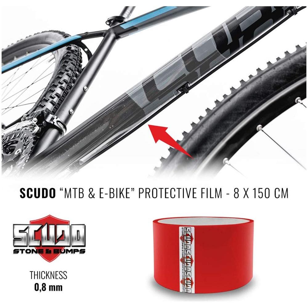 Nastro Adesivo Trasparente Scudo Per Protezione Telaio Bicicletta Spessore 0,8 Mm, 8 X 150 Cm - Foto 2