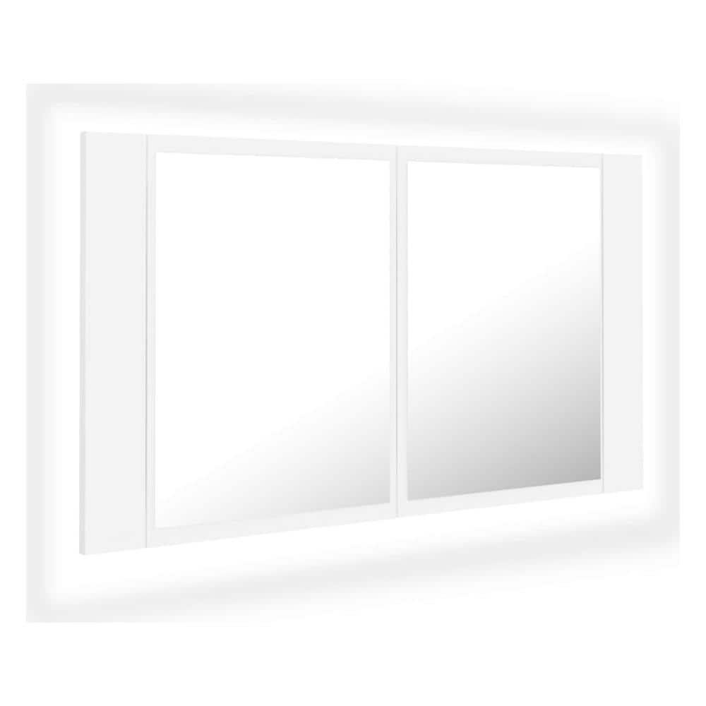 Armadietto a Specchio con Luci LED Bianco 80x12x45 in Acrilico - Foto 1