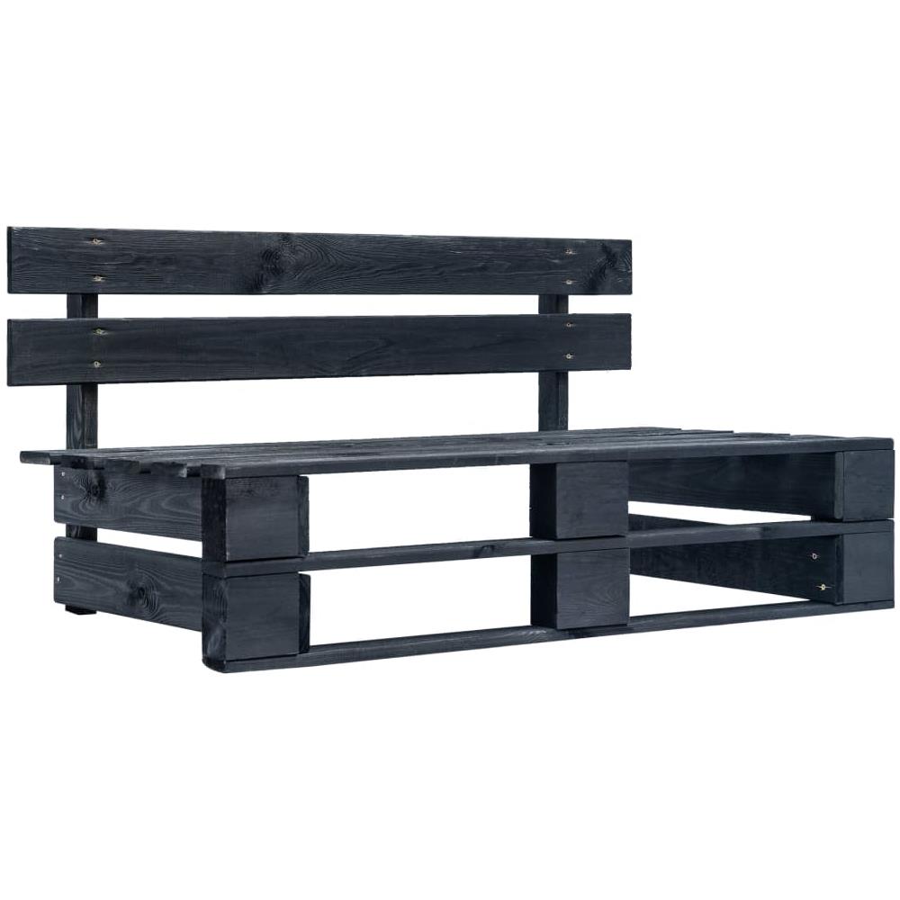 Set Divani in Pallet con Cuscini 6 pz in Pino Impregnato Nero - Foto 2