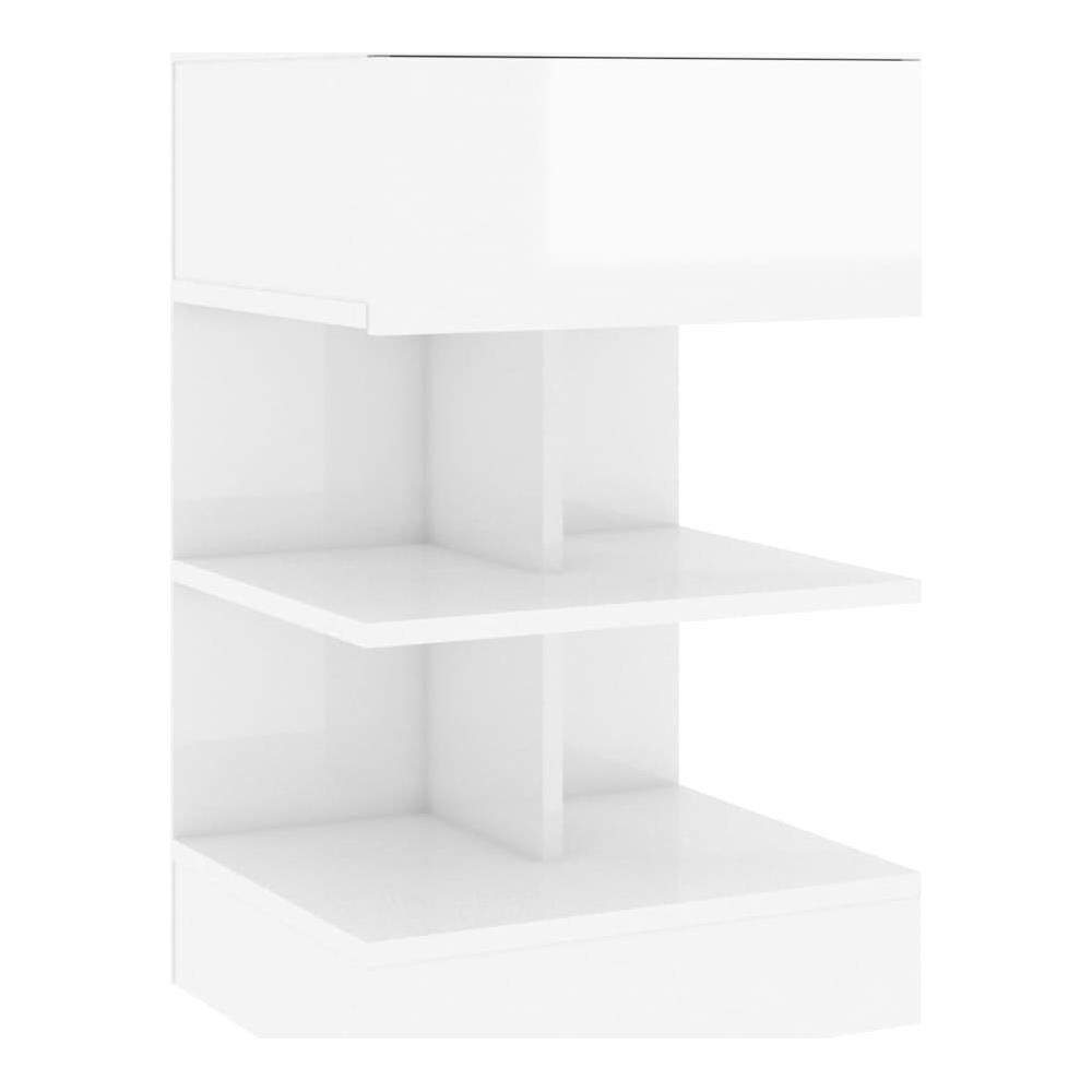 Comodino Bianco Lucido 40x35x65 cm in Truciolato - Foto 2