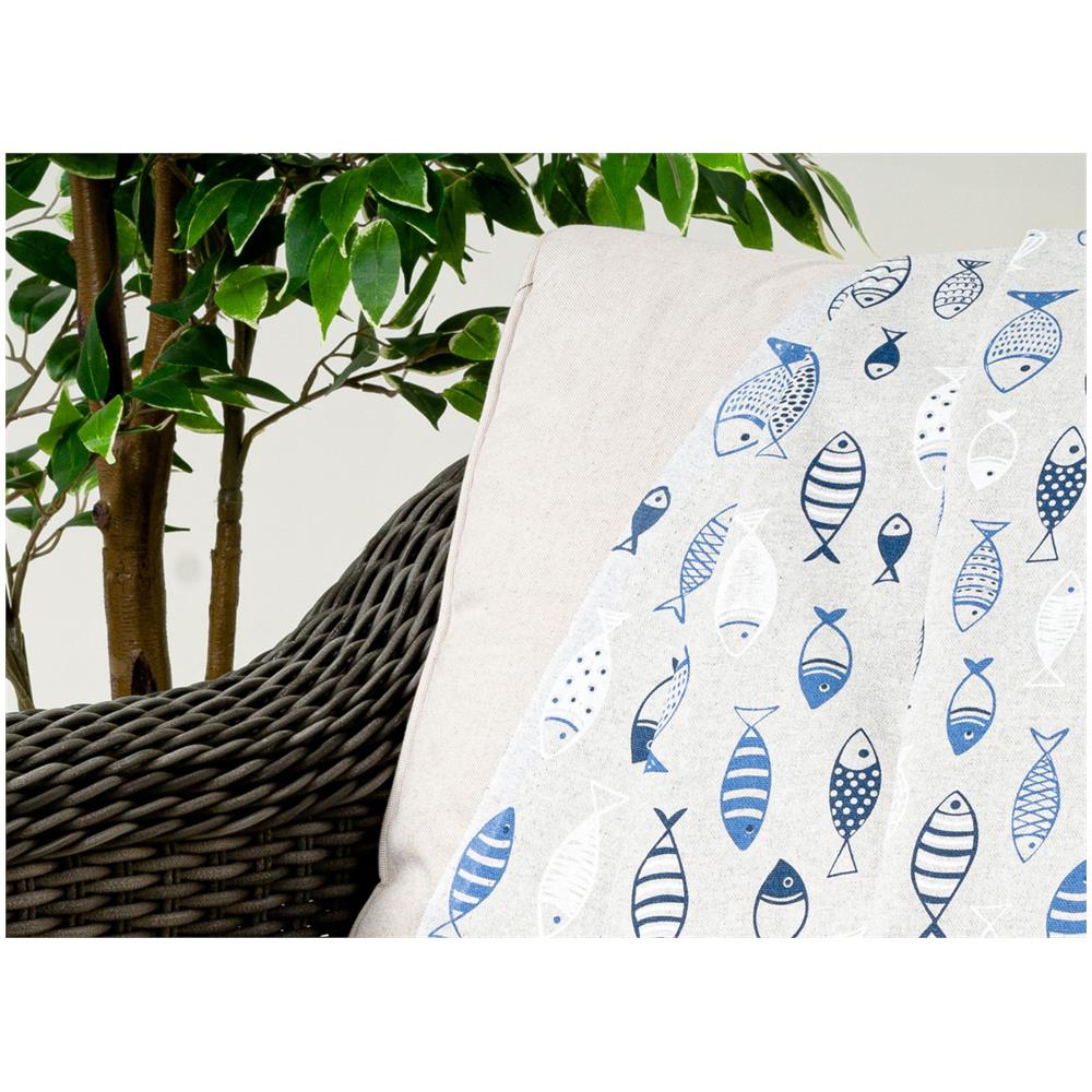 Telo Arredo Granfoulard Copritutto Cotone Made Italy Vari Disegni Arredatutto Copriletto Multiuso 2 Piazze Pesci Azzurro - Foto 2