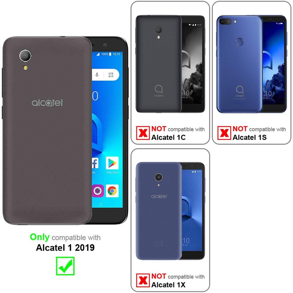 Custodia Compatibile Con Alcatel 1 2019 In Grigio Chiaro Marrone - Coperchio Protettiva Con Chiusura Magnetica, Funzione Stand E Tasca Per Le Carte - Foto 2