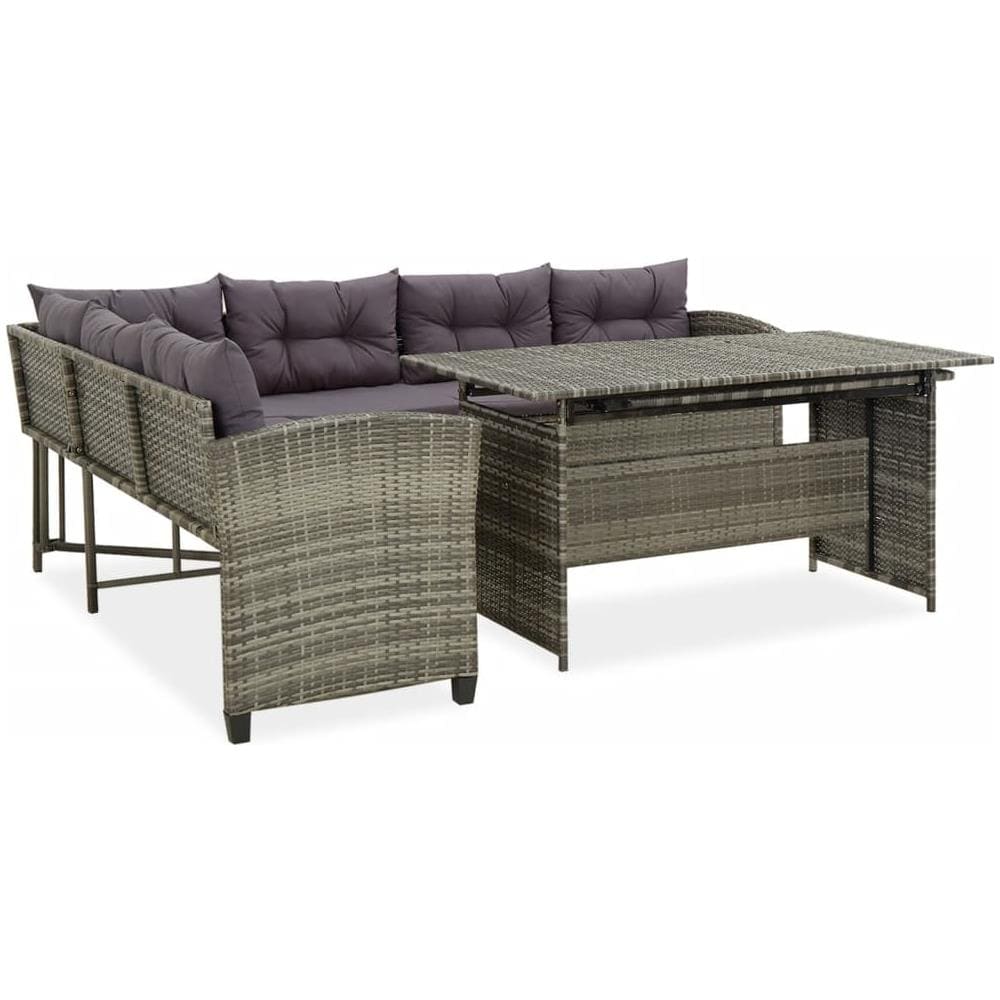 Set Divani Da Giardino 2 Pz Con Cuscini In Polyrattan Grigio - Foto 1